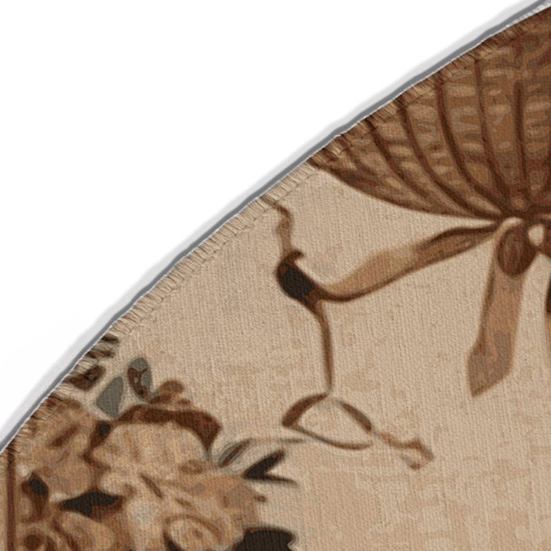 French Brown Indoor and Outdoor Area Rug, Round 5'