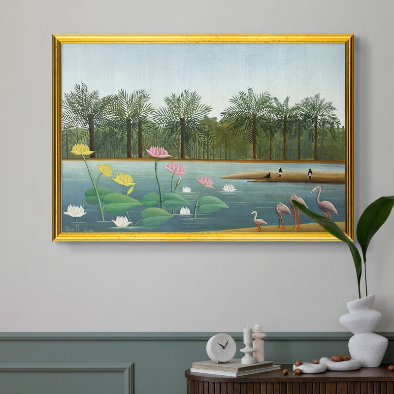Les flamants roses, 1907 - Henri Rousseau - Toile encadrée sur mesure, 16 po x 22 po, Toile avec cadre