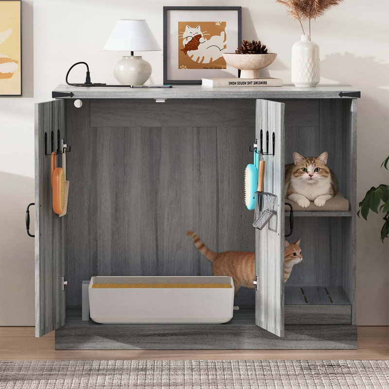 Litière pour chat avec prise de courant