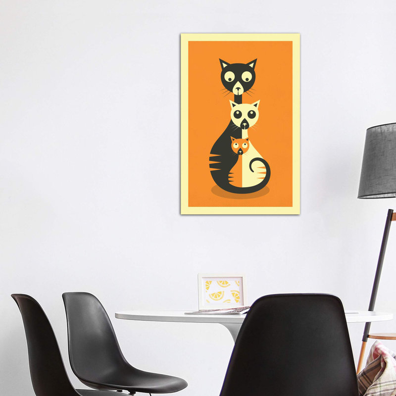 Décoration murale chats assis, H 48 po x l 32 po x P 1,5 po, Toile tendue
