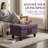 Amaranthus Red Linen Fabric Storage Footstool, Wear-resistant And Breathable Solid Wood Frame, High Elasticity Sponge-200704150