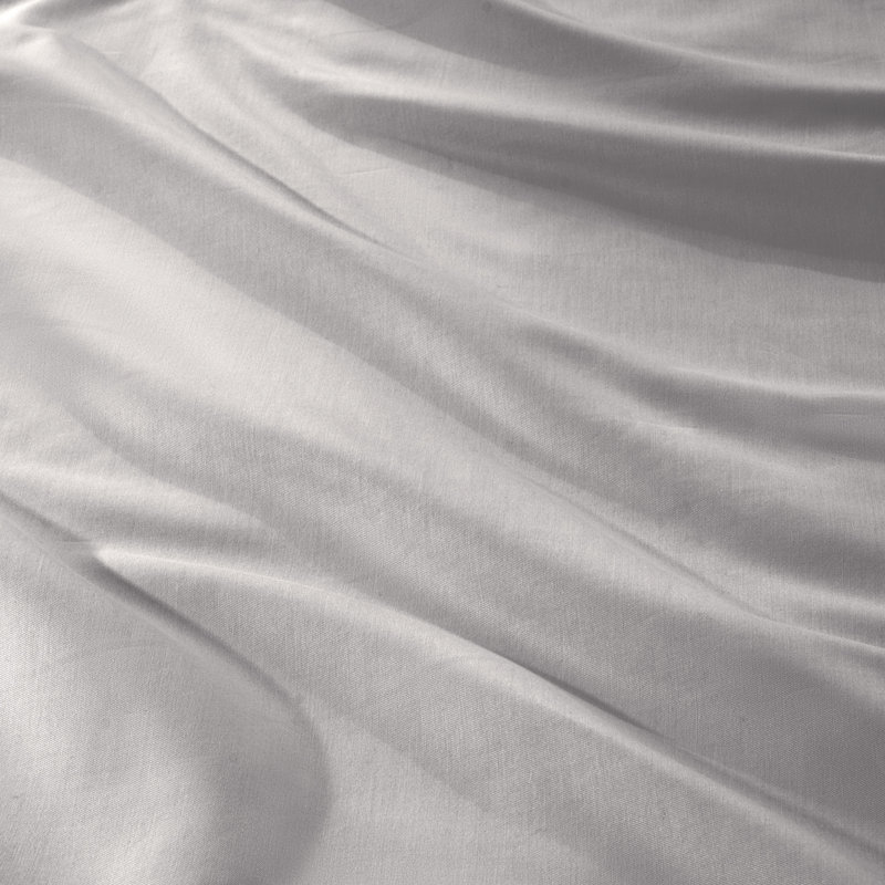 400 Thread Count Organic Cotton Sateen Duvet Cover Set, Light Gray, King Duvet Cover + 2 King Shams