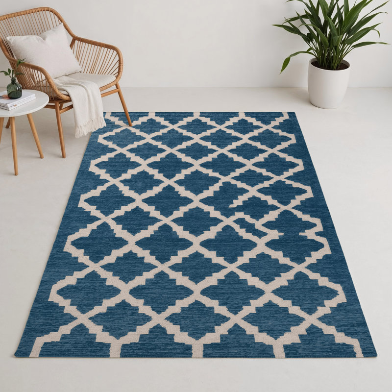Tapis bleu intérieur et extérieur Trellis, Rectangle 9 pi x 12 pi