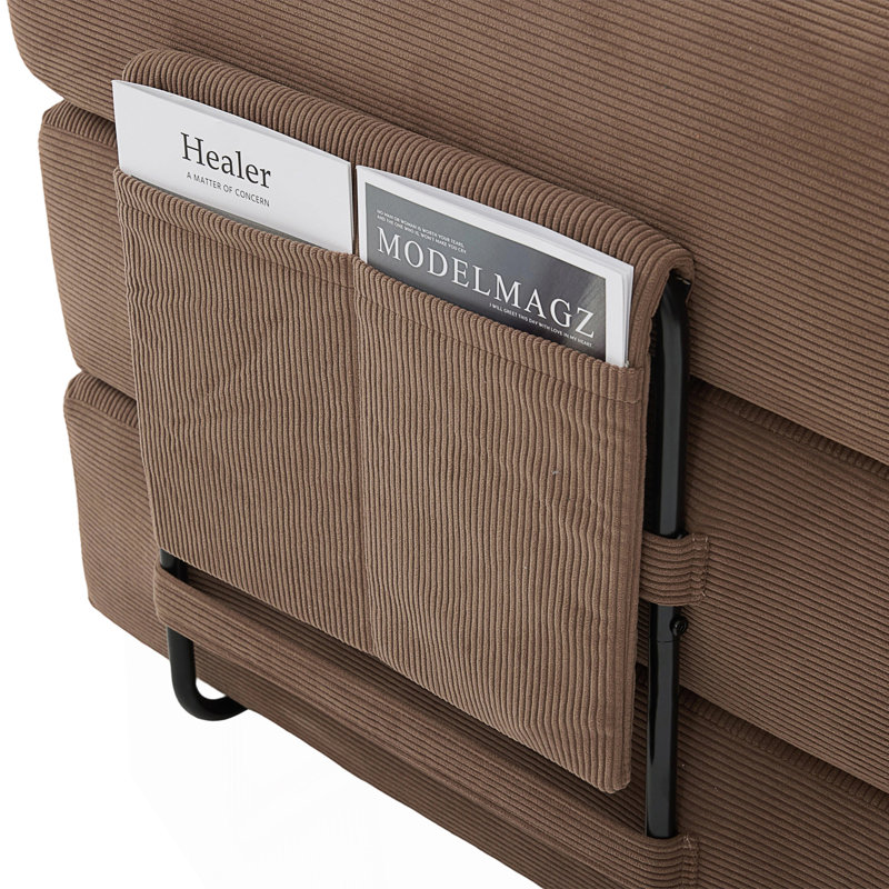 Foldable And Compressible Sofa, Brown Corduroy