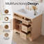 Meuble-lavabo en bois massif l 36 po x H 35 po avec comptoir en quartz blanc Carrera résistant aux taches et lavabo simple