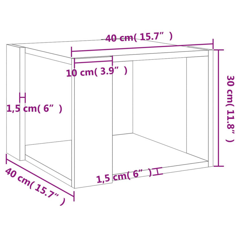 Table basse avec étagère en bois manufacturé avec rangement, Chêne