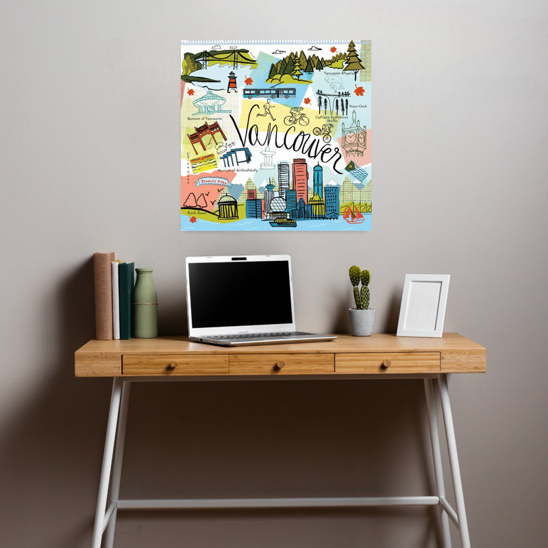 Contemporary Global Travel V V2 avec art turquoise, H 18 po x l 18 po