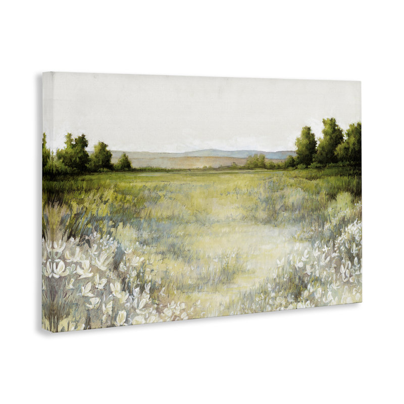 Art mural sur toile "White Flowers Meadow" par White Ladder, H 20 po x l 30 po