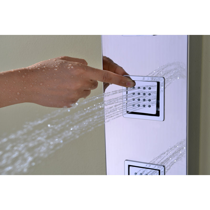 Polished Chrome Stainless Steel 59" Shower Panel with Jets and Handheld Wand