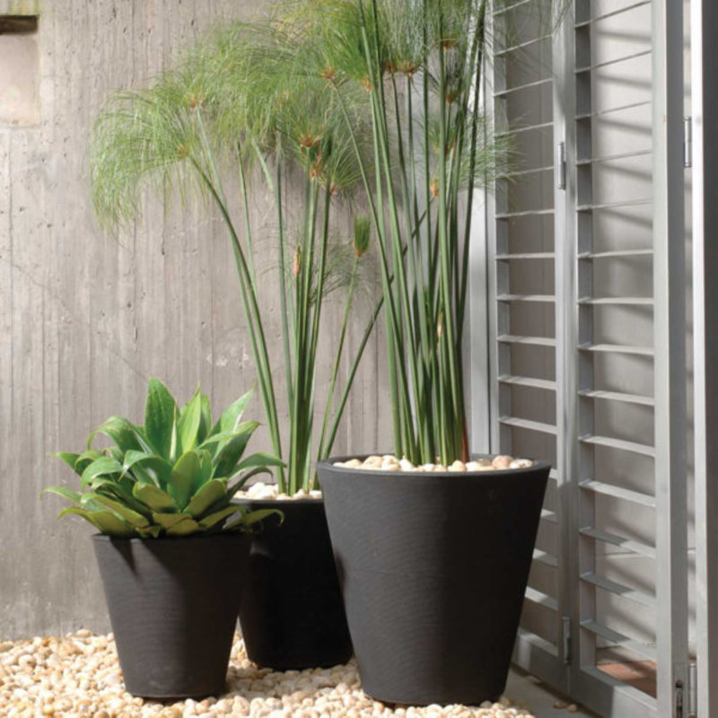 Pot à fleurs rond Madison, H 26 po x l 26 po x P 26 po, Noir caviar
