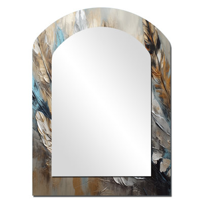 Gold Feather Extravaganza II - miroir mural asymétrique Glam Feather