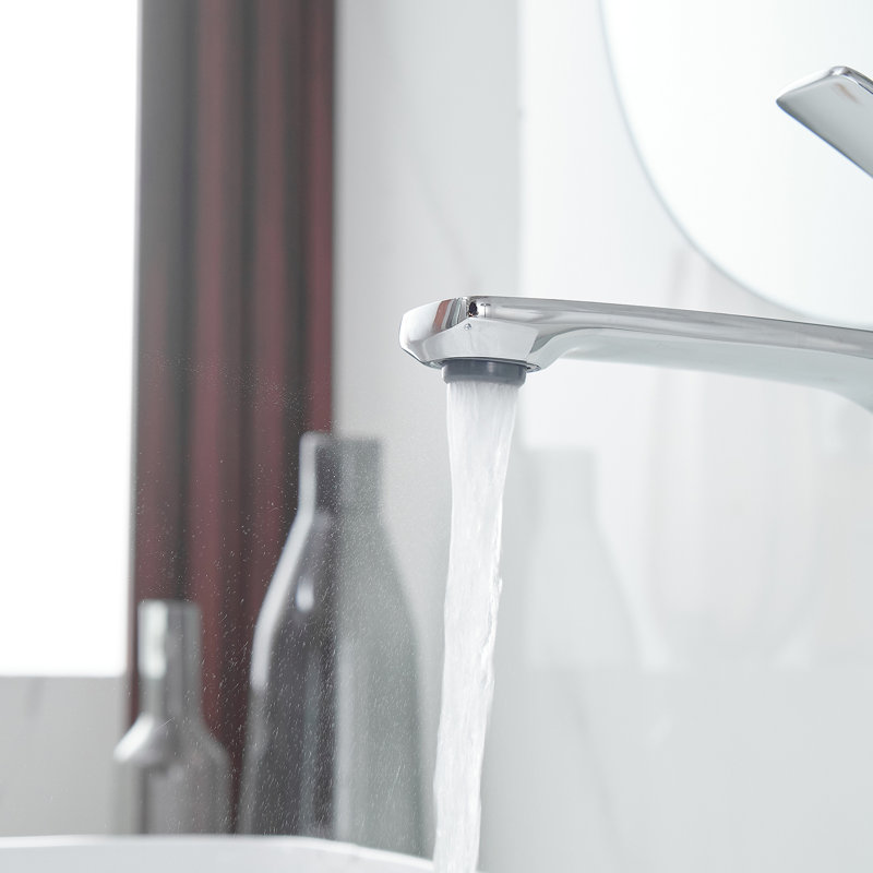 Polished Chrome Single Handle Vessel Sink Faucet with Pop-Up Drain