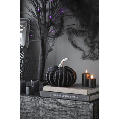 7 x 7 x 7 po, tissu citrouille à rayures noires, pour la décoration d'Halloween des Fêtes