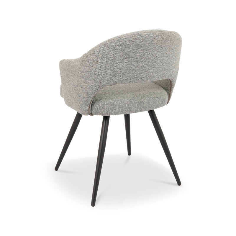 Alcanza STERLING UPHOLSTERED DINING CHAIR - FABRIC - BLACK SAND POWDER COATED LEGS (PAIR), Grey