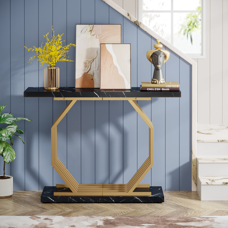 100cm Console Table, Black, Brass