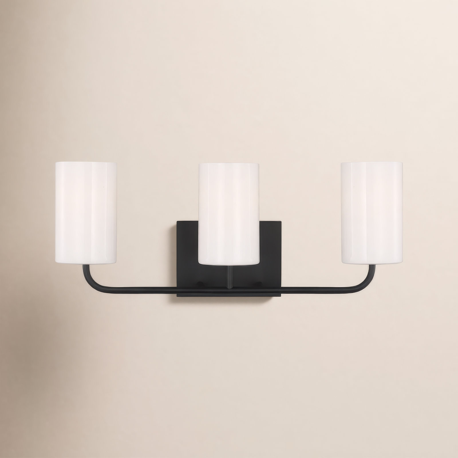 3 Light Transparent Dimmable Vanity Light, Midnight Black, No