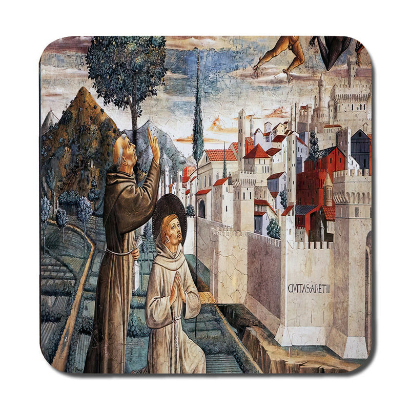 Medieval Cityscape Placemat Coaster Set With Historic Wall Scene