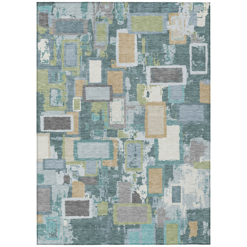 Machine Washable Indoor/Outdoor Boruta ACN2246 Geometric Rug, Rectangle 5' x 7'6"