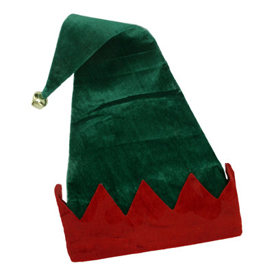 22" Green and Red Unisex Adult Christmas Elf Hat Costume Accessory - One Size