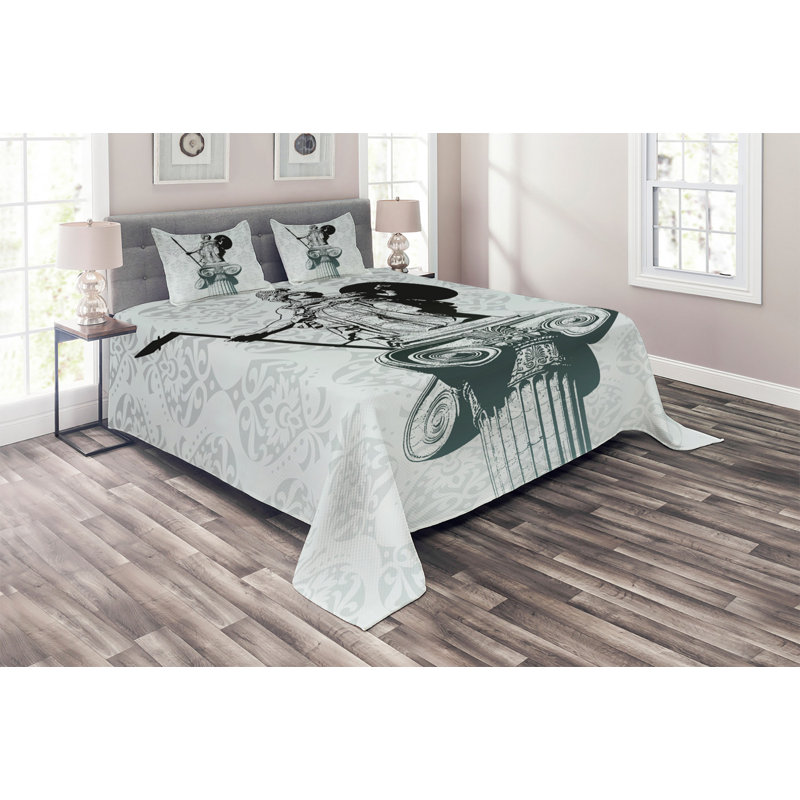 Traditional Polyester Damask Coverlet, King Bedspread + 2 Shams