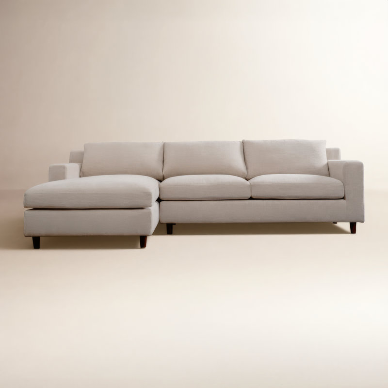 Alania Sectional, Left Hand Facing, Beige Crypton® Chenille