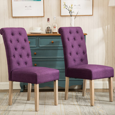 Chaise parsons capitonnée en bois massif Habit, ensemble de 2, mauve