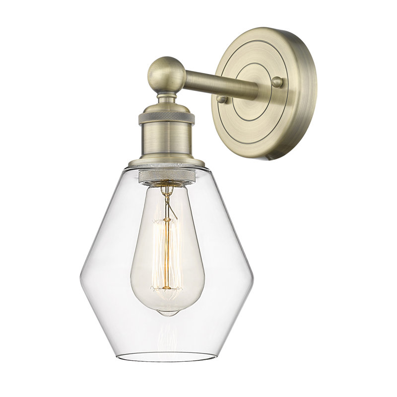 Amylea Armed Sconce, Clear, Antique Brass