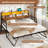 Convertable Daybed with Pop Up Trundle LED Bookcase Storage Bed Twin to King-1598279910