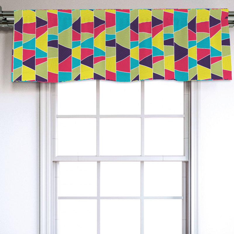 Colorful Mosaic Trapezoid Art Satin Rod Pocket Valance