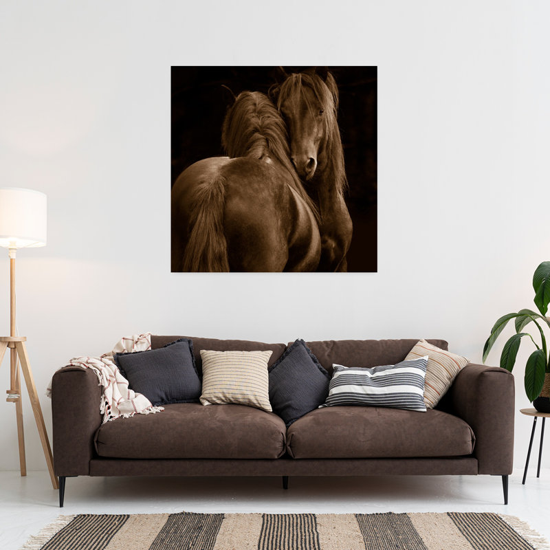 Art animalier, tendresse et cheval, H 36 po x l 36 po