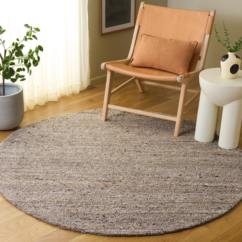 Earthly Hand Tufted Wool Solid Color Indoor Rug, Round 6'