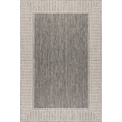 Alegre Bordered Power Loomed Tan Indoor/Outdoor Rug