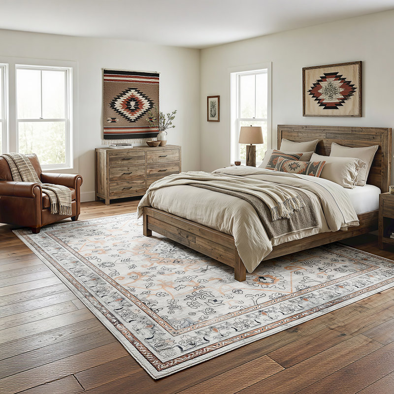 Area Rug, Machine Washable, with Non-Slip TPR Rubber Backing, Rectangle 8' x 10'