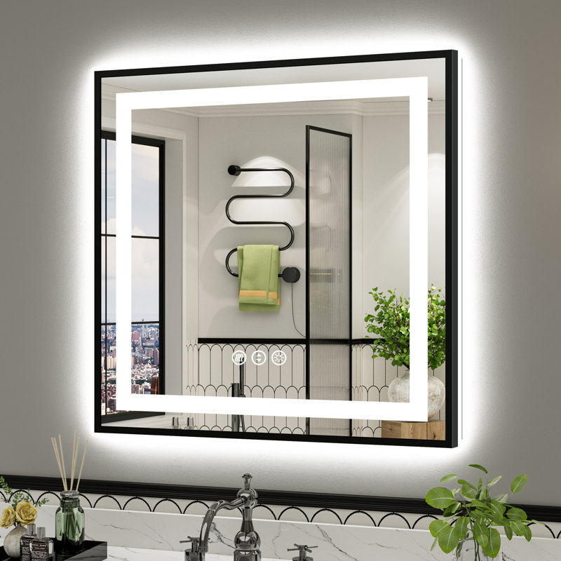 Miroir de salle de bain Matte, Carrée, 32 po x 32 po