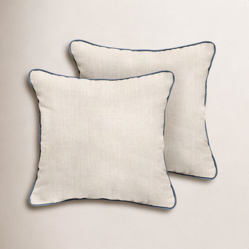 Jaclyn Sunbrella® Outdoor Reversible Throw Pillow, 22" x 22", Blue/Pumice