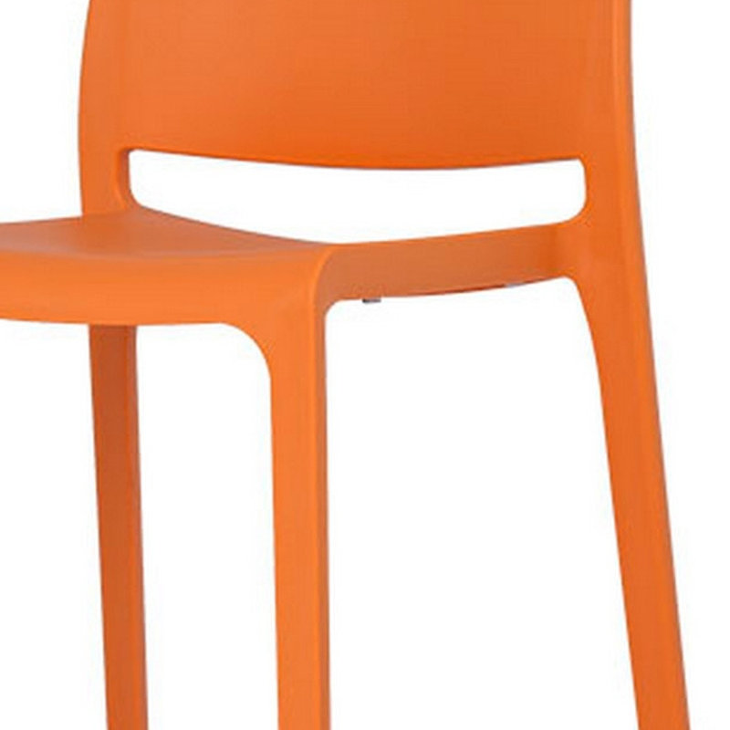 Ensemble de deux chaises de bar extérieures en plastique à haut dossier à dossier bas orange 30 po