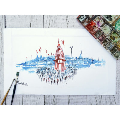 Varanasi Yatra | Aquarelle sur papier | Peinture de Shiva Pandey
