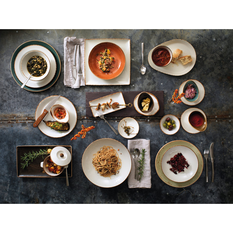 Assiette plate Slimline BLUE DAPPLE, Blanc / Brun