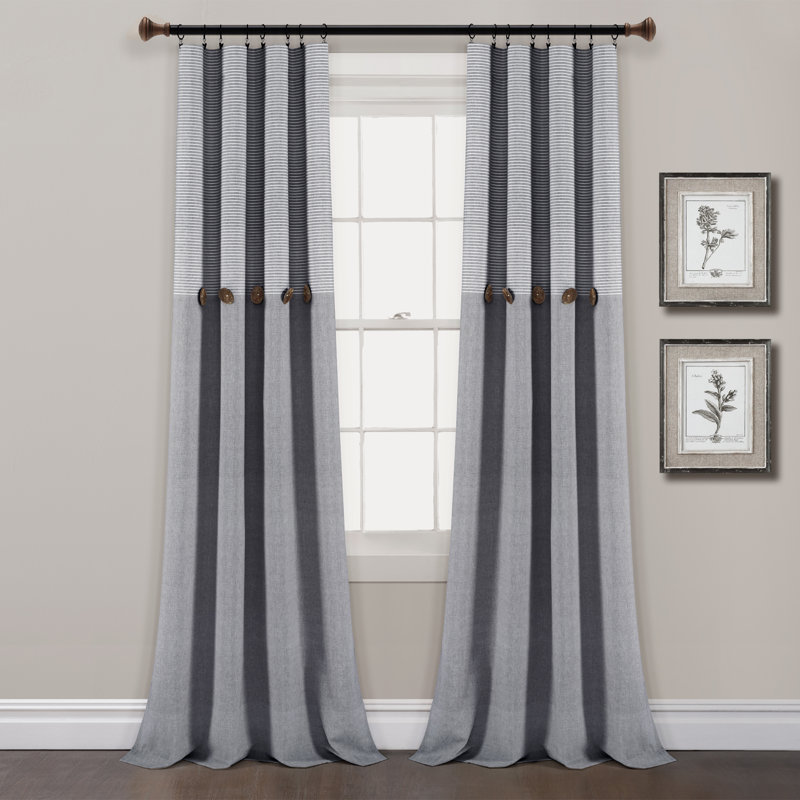 Andreca Cotton Semi Sheer Curtain Pair, Gray, 40" W x 84" L
