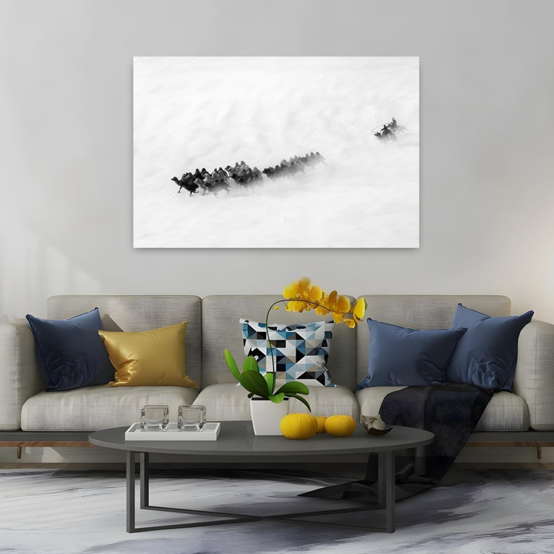 " Desert Caravan Rush Dramatic Abstract Contemporary Landscape Nature Wall Art Print " Print, H 40 po x l 60 po