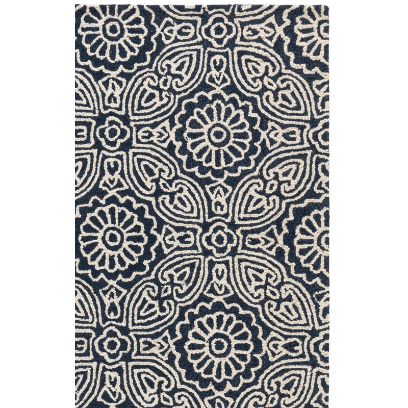 Tapis d'intérieur en laine et coton touffeté à la main Blossom, Rectangle 6 pi 0 po x 9 pi 0 po