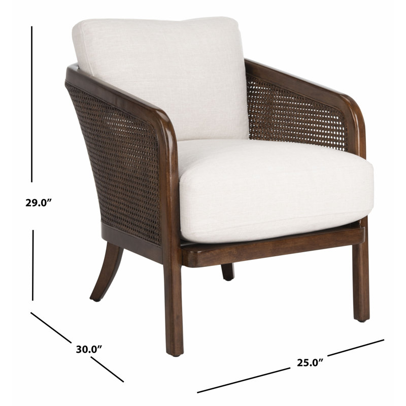 Caruso Transitional Oatmeal Leather Barrel Chair with Walnut Wood