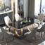 Table de salle à manger d'ingrédient moderne en marbre noir avec base à double piédestal Ingris-465584002