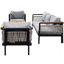 Ensemble de conversation modulaire d'extérieur 4 pièces pour 4 personnes avec ensemble de conversation pour 5 personnes avec coussins et table basse-1518008256