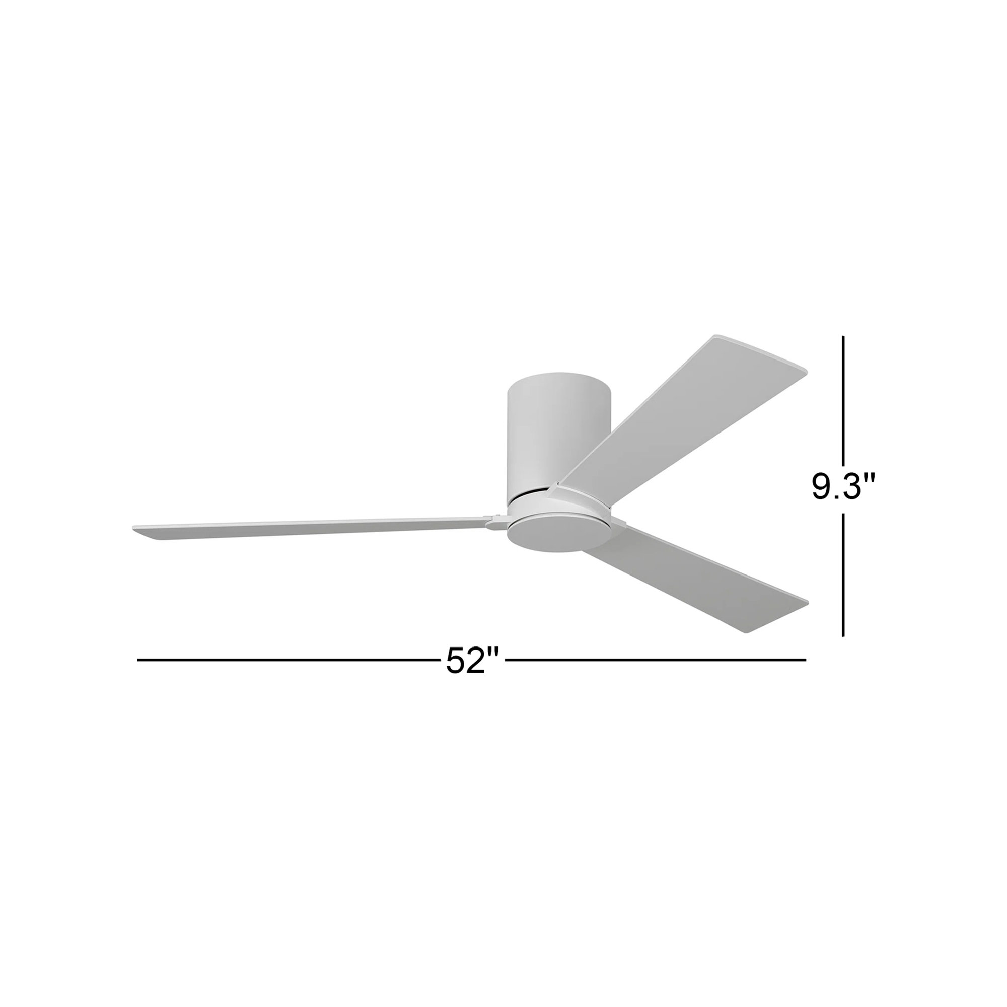 Salma 3 Blade Ceiling Fan, Matte White, Matte White, 9.3" H x 52" W