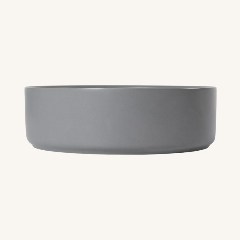 Gray Gloss Ceramic Round Vessel Bathroom Sink