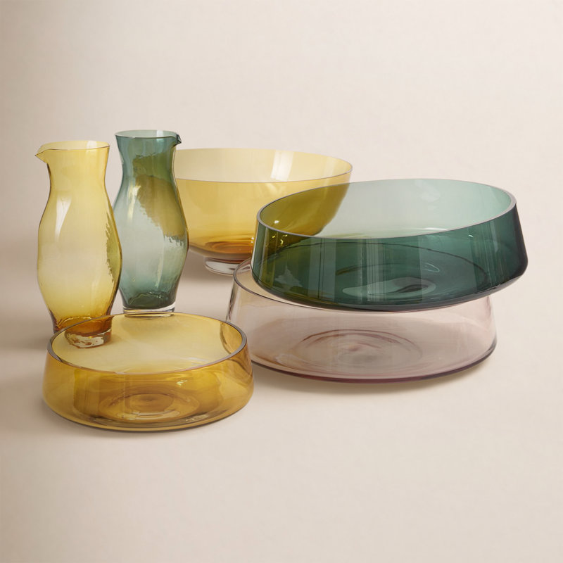 Bol décoratif en verre fait à la main Cormier, H 4 po x l 12,5 po x P 12,5 po