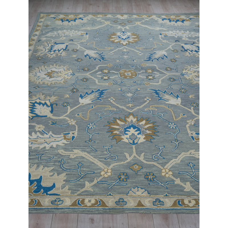 Newport hand-tufted New Zealand Wool Gray/Blue Area Rug, 4'X6'