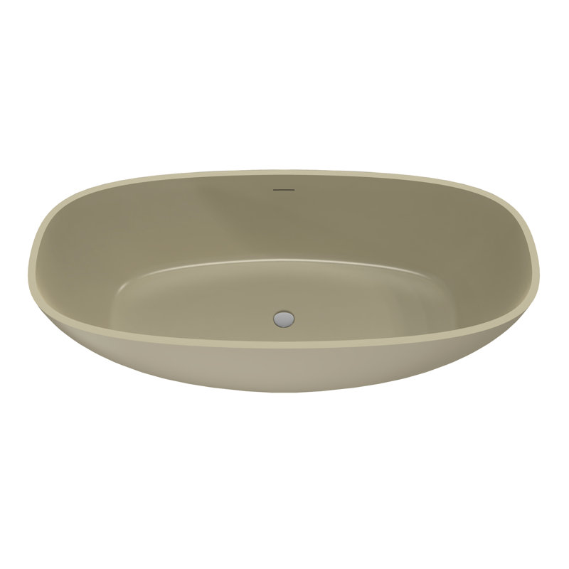 Baignoire à surface solide de 66,9 x 29,5 x 21,7 po, autoportante, finition mate, forme ovale, bonde centrale, confortable baignoire autoportante avec surface, sensation de luxe moderne