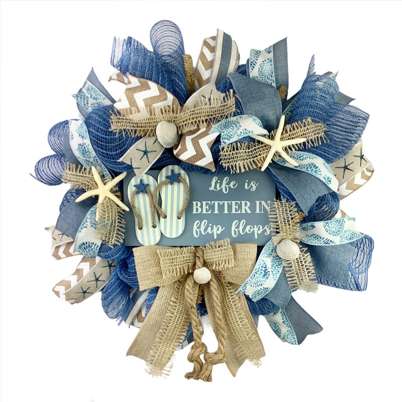 Couronne en toile de jute 16 po Life Is Better in Flip Flops